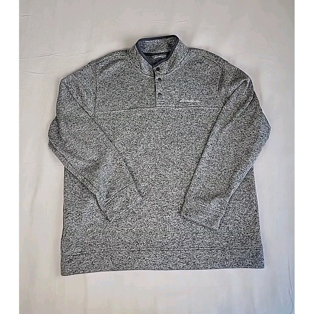 Eddie Bauer Radiator Fleece Pullover Mens XXL Gray Snap‎ Mock Neck Heather